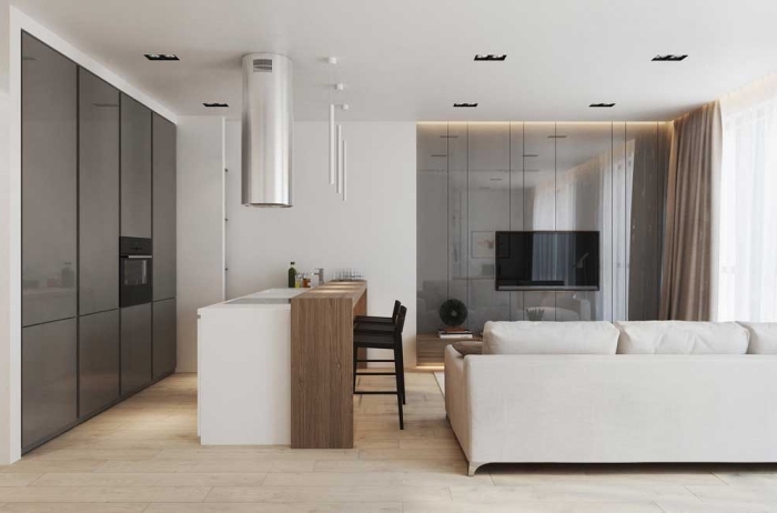 kleines wohnzimmer mit essbereich ideen, moderne wohnzimmergestaltung in braun und weiß