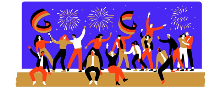 Google feiert Tag der Deutschen Einheit heute mit einem bunten Doodle