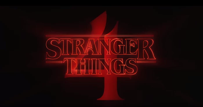 der rote logo von der netflix serie stranger things, ein teaser trailer zu der vierten staffel