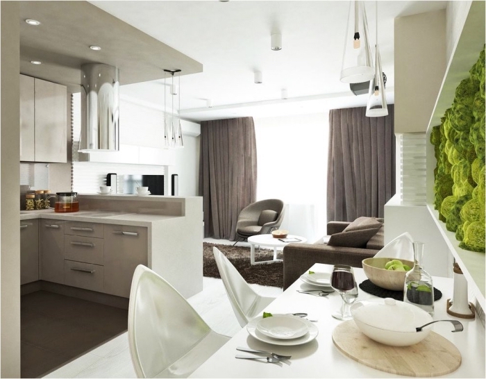 wohnzimmer einrichten farben, kleiner raum gestalten, wohnzimmergestaltung in weiß und braun