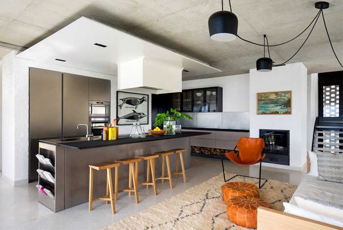 wohnzimmer einrichten farben, trendige kücheneinrichtung in braun und weiß, küchenideen