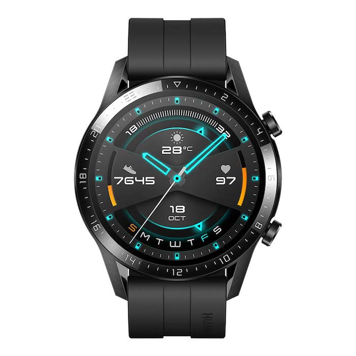 die neue smartwatch des chinesischen herstellers huawei, huawei watch gt2, eine schwarze armbanduhr 