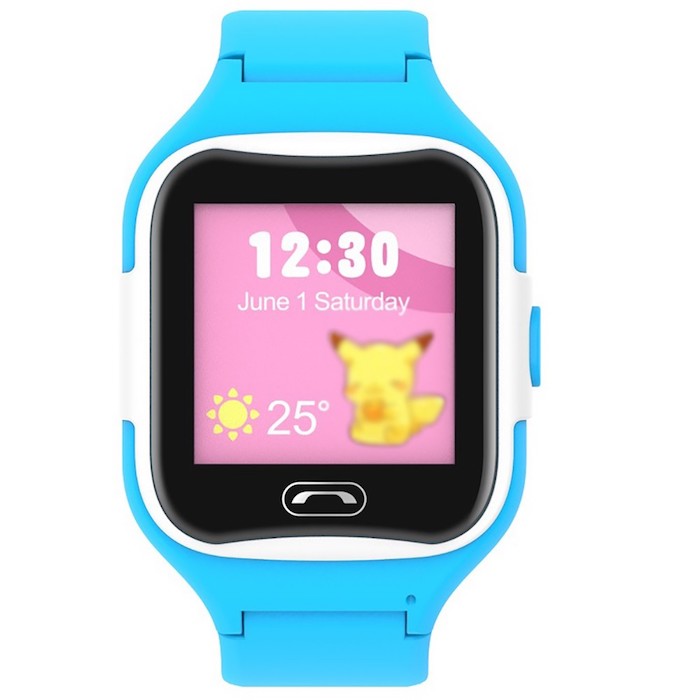 eine große blaue uhr für kinder, die Sma-Watch-M2 smartwatch mit einem blauen armband und mit einem rosafarbenen display