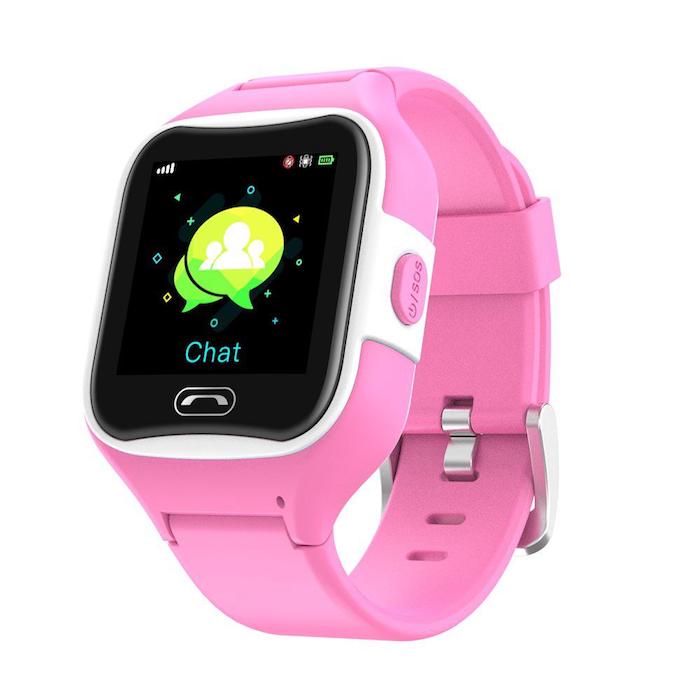 eine uhr mit einem schwarzen display und mit einem rosafarbenen armband, die smartwatch Sma-Watch-M2 