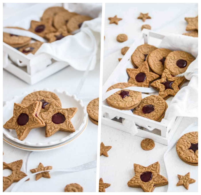 kekse backen rezepte, selbstgemachte weihnachtskekse mit zimt und schokolade, präzel sterne
