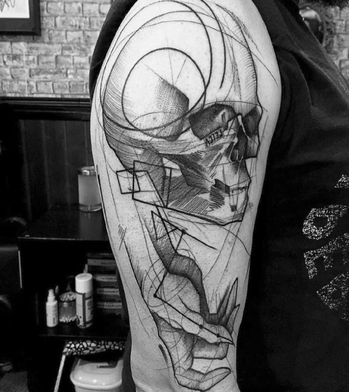Totenkopf männer tattoos arm Totenkopf Dolch