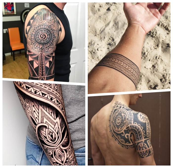 tranditional tattoo ideen, männer tattoos motive, polynesische symbole, tätowierung mit beduetung