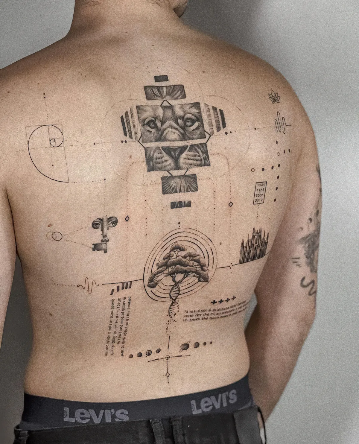 rücken tattoos männer löwentattoo baum