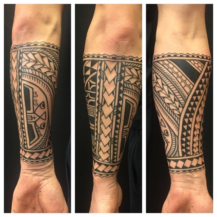 tattoo für neuen lebensabschnitt, samoanische motive, geometrische tätowierung