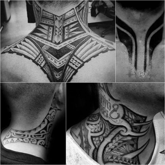 tattoo ideen männer, detailierte tätowierungen mit geometrischen motiven, polynesische motive