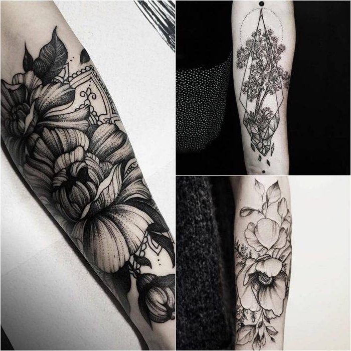 tattoo motive männer, tätowierungen mit floralen motiven, kleine blüten, blumen 