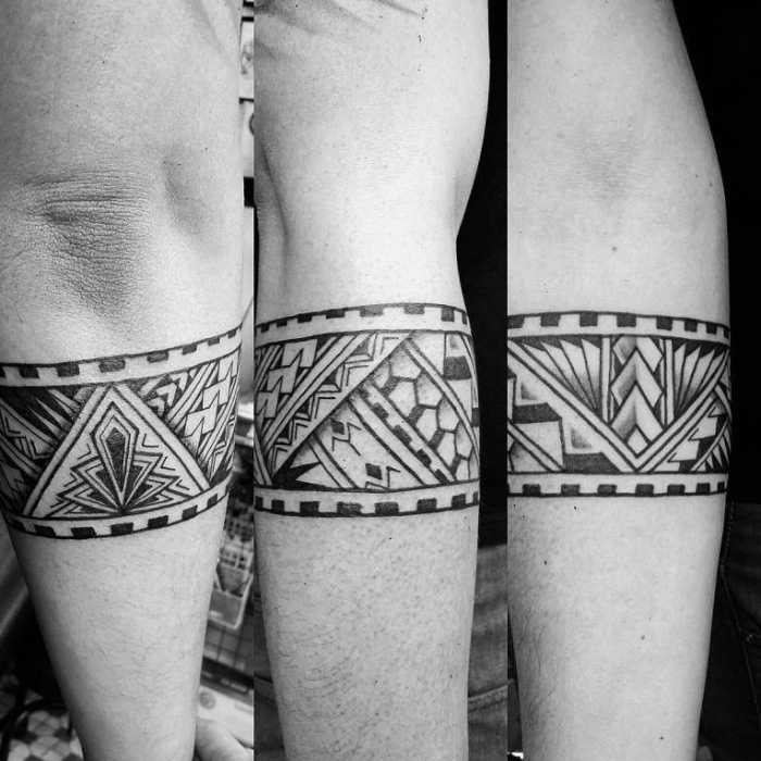 tattoo trends 2019, tribal band am unterarm, samoanische elemente, tätowierung mit beudetung
