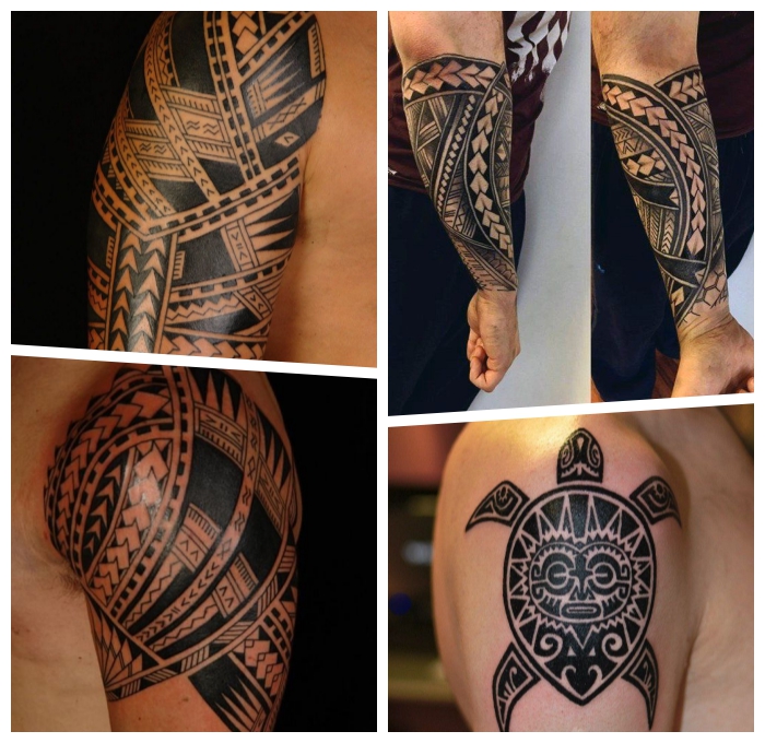 tribal tattoo arm, polynesische tätowierungen, die beleibtesten designs für männer, geometrische motive