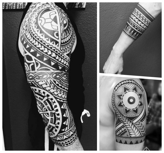 tribal tattoo designs für herren, geometrische motive, tätowierungen für männer