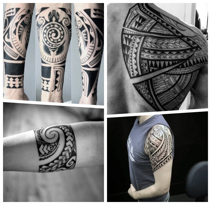 tribal tattoo vorlagen für männer, maori band, samoanische symbole, tätowierungen mit beudetung