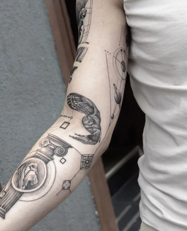 uhu tattoo am arm männer tattoos motive