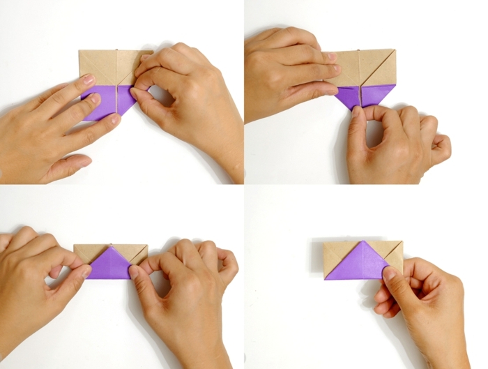 Collage mit DIY Anleitung für Dekoration für Ostern, origami anleitung einfach, Hand faltet und bastelt Eierständer