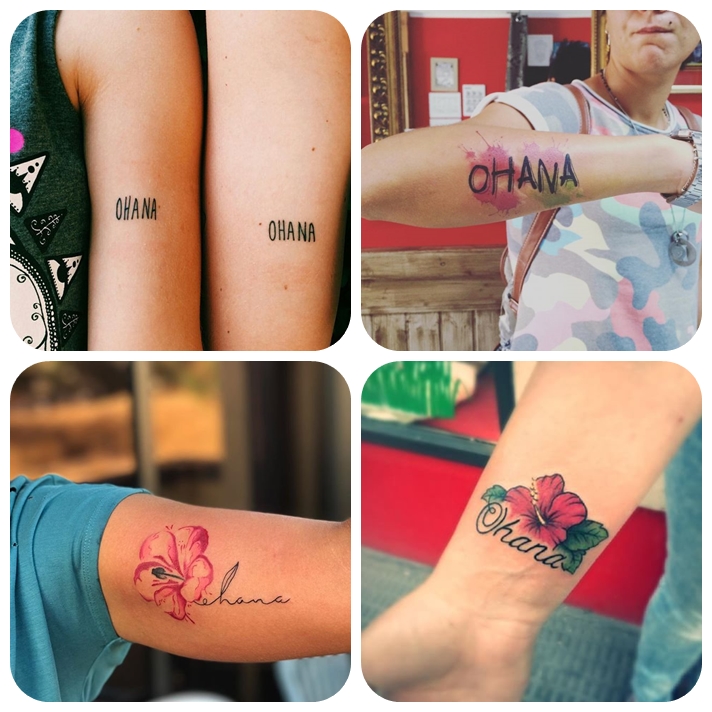 familien tattoo die besten ideen, tätoweirungen mit beudetung, motive für geschwister, hisbiskus