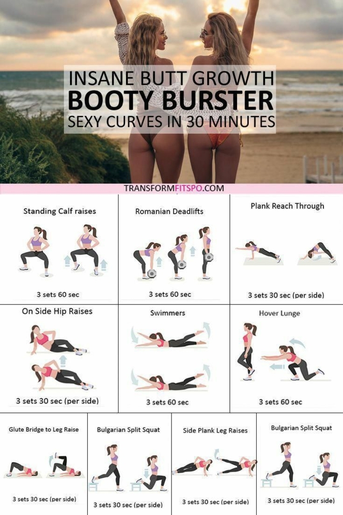 Booty Burster, Po Workout für Zuhause, verschiedene Übungen, Kurven in 30 Minuten, bester Sport zum Abnehmen