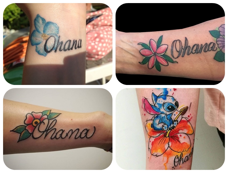 kleine tattoos familie, farbige tötowierungen mit beduetung, ohana beudeutng, wasserfarben