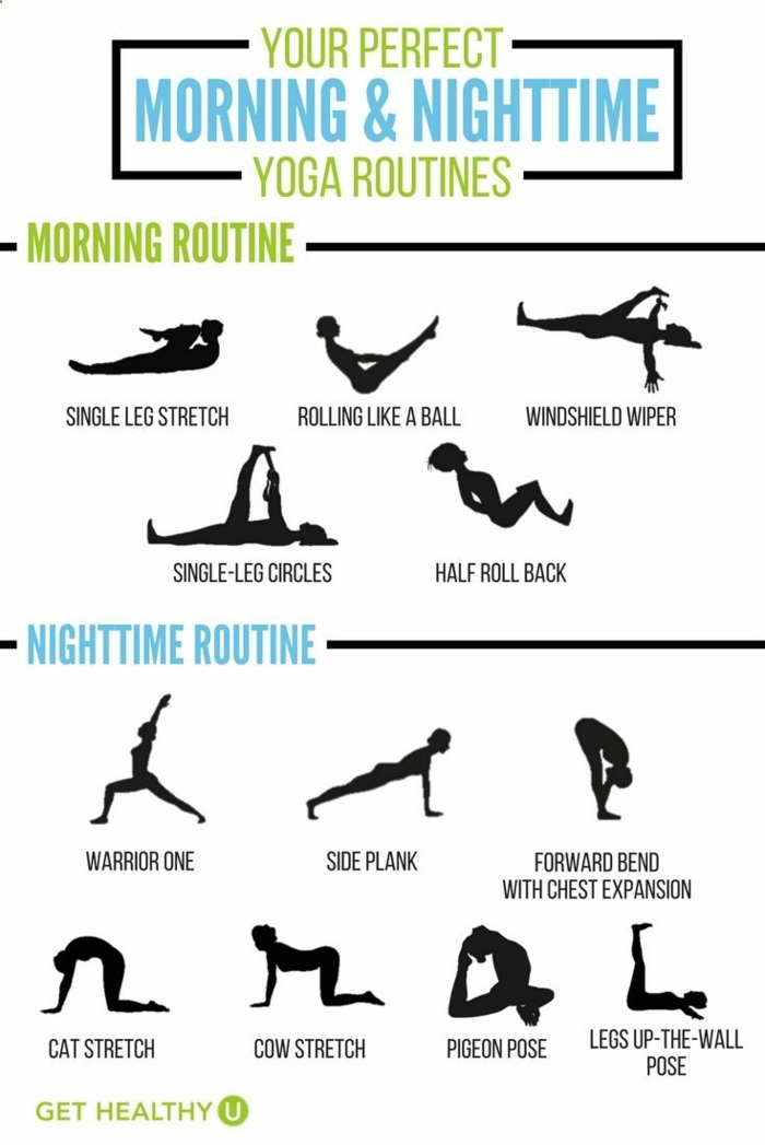 Yoga Übungen für Morgens und Abends, Gesund und fit werden, Kraftübungen ohne Geräte