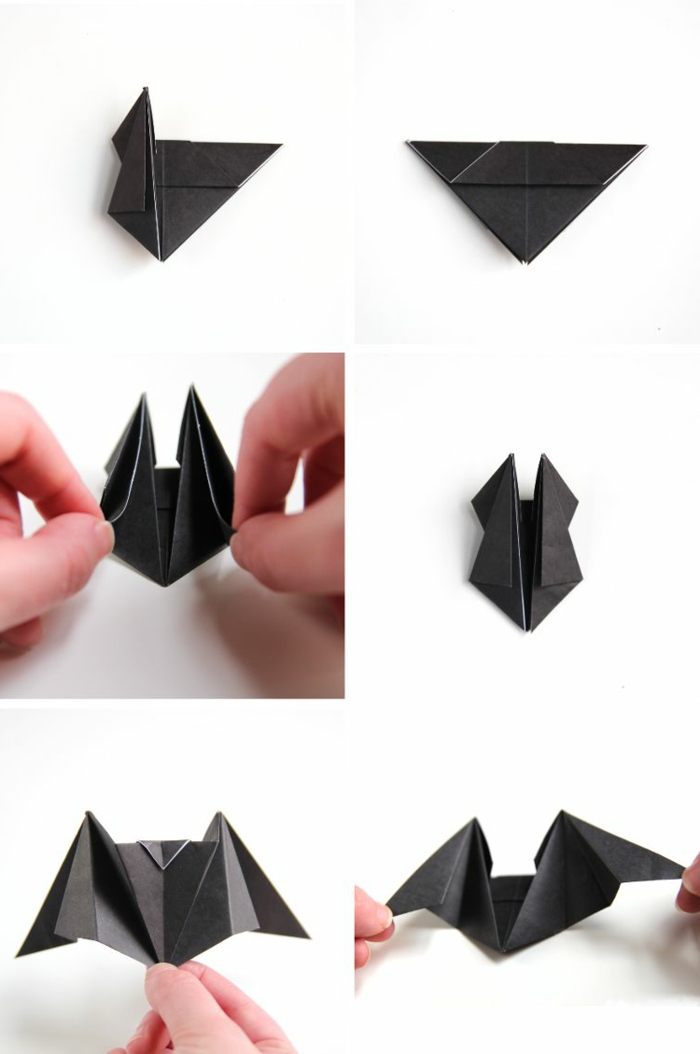 Hand bastelt Fledermaus aus Papier, Dekoration für Cupcakes, Origami falten Anleitung DIY