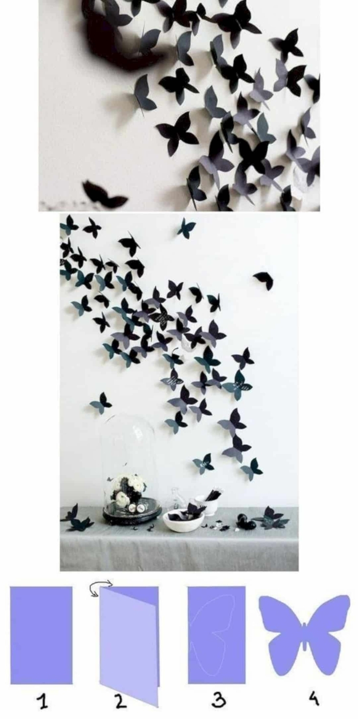 Schmetterling aus Papier basteln, Origami Faltanleitung, Dekoration für die Wand, leichtes DIY Projekt