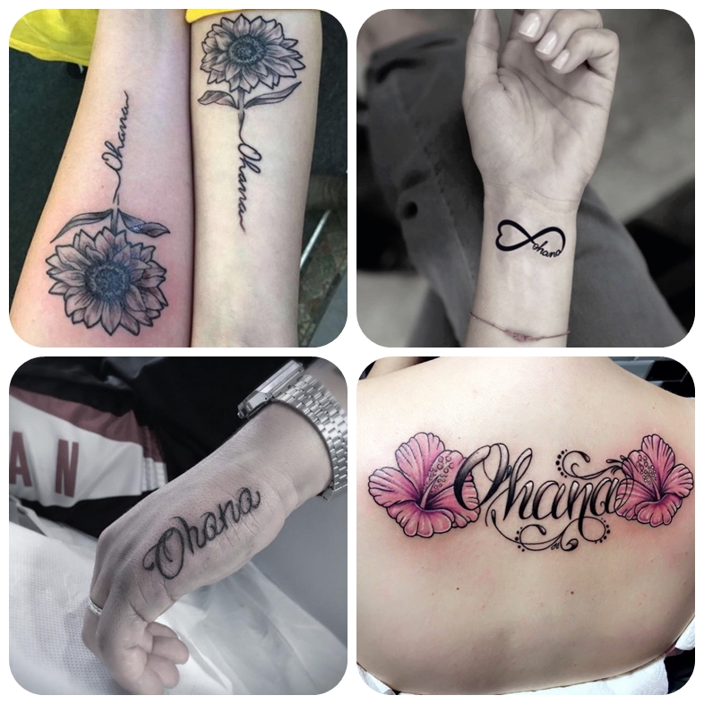 symbol für familie und zusammenhalt tattoo, schwarz graue sonnenblumen, ohana tattoo designs