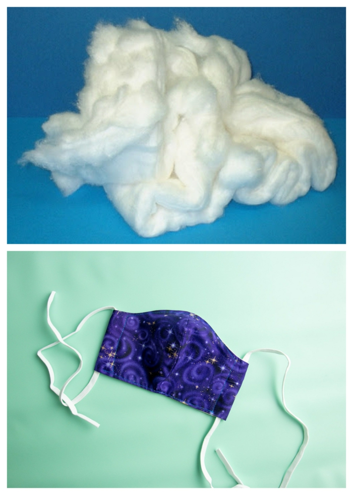 Baumwolle als Filter für Mundschutz verwenden, blaue Gesichtsmaske, Atemschutzmaske Brillenträger