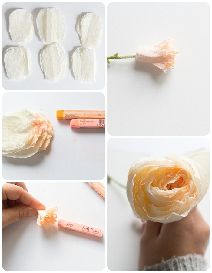 blumen aus papier basteln anleitung, partydeko ideenm frühlingsblumen aus kreppapier