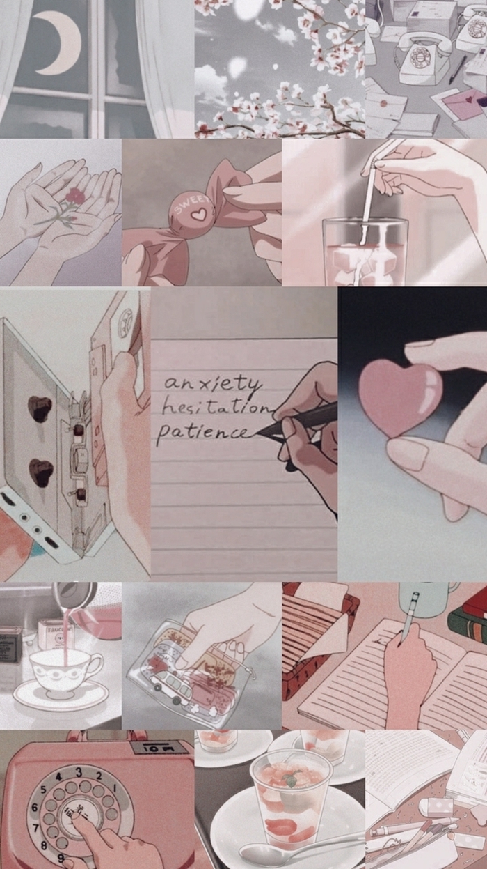 Aesthetic Anime Wallpaper, Collage von verschiedenen Bildern, japanische Kunst, Handy Bilder