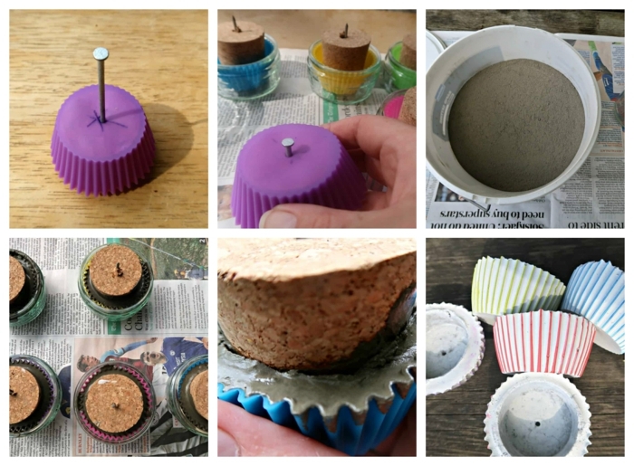 kleine Betonkübel für Pflanzen aus Cupcake Förmchen machen, Schritt für Schritt Anleitung