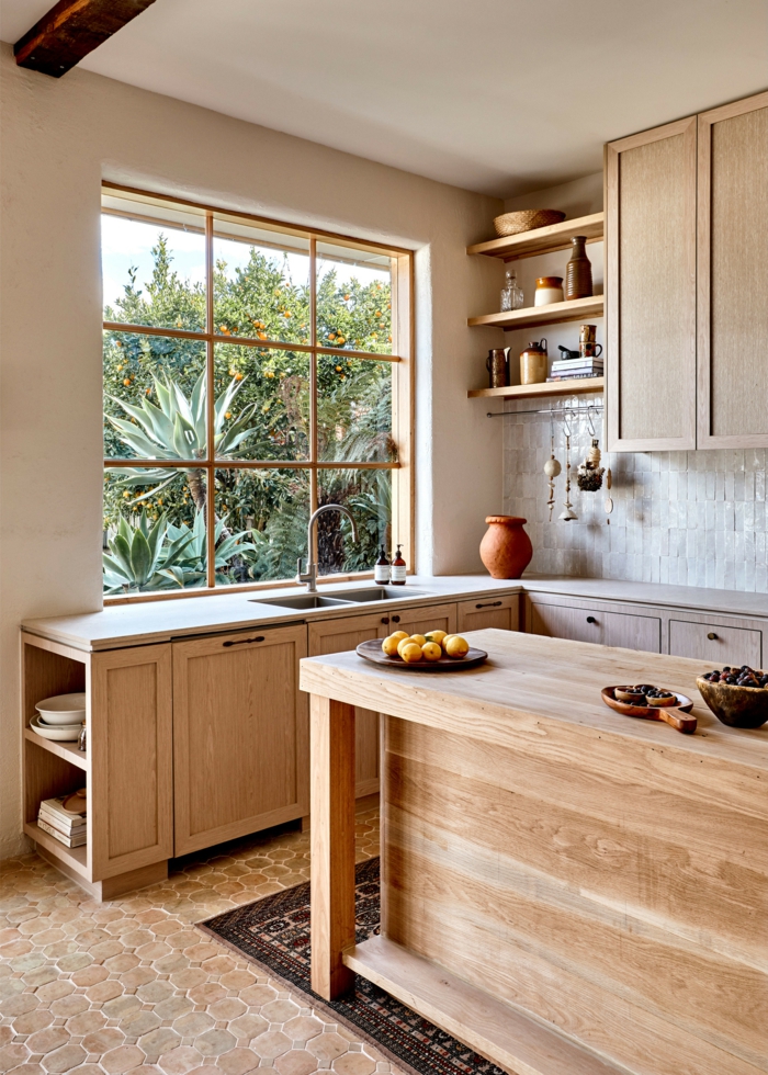 Inneneinrichtung im rustikalen Stil, Küche l Form mit Kücheninsel, Küche dekorieren Tipps, Minimalistisches Design