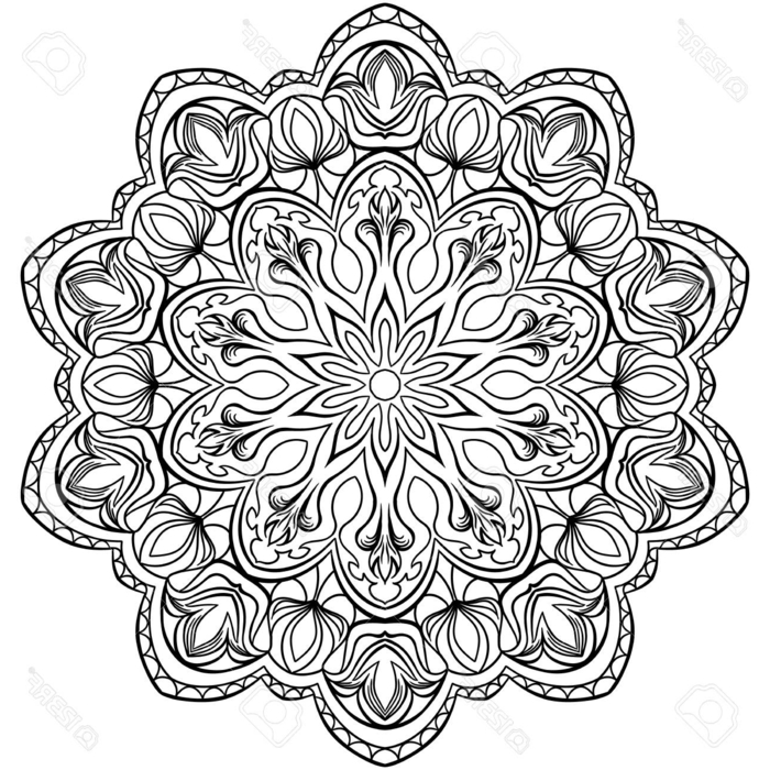 schönes Mandala Muster kostenlos ausdrucken und ausmalen, Motiven von Blumen, geometrische Figuren