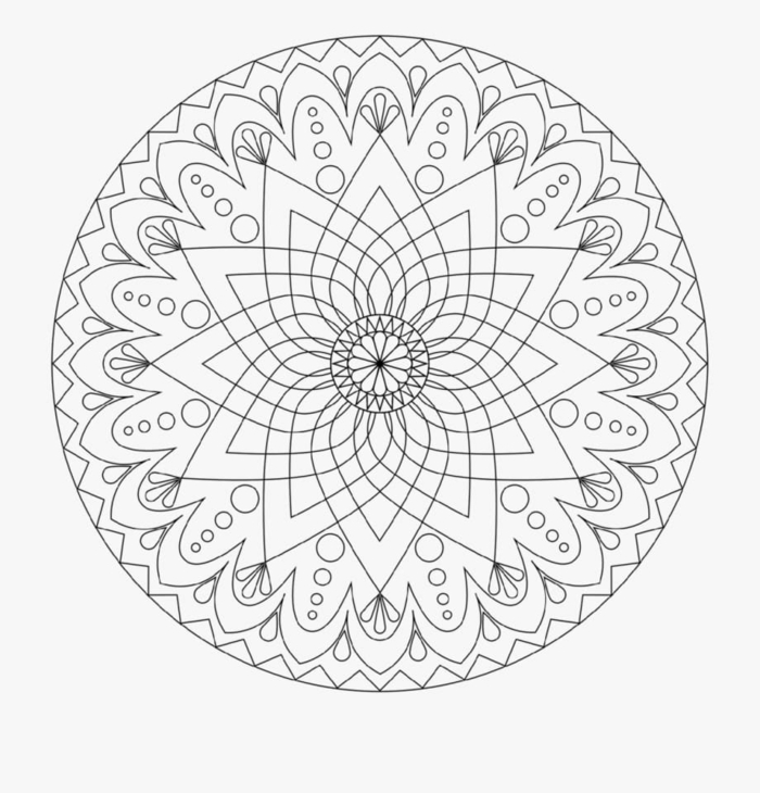 Mandala zum ausdrucken, verschiedenen geometrische Figuren, schöne Bilder zum ausmalen