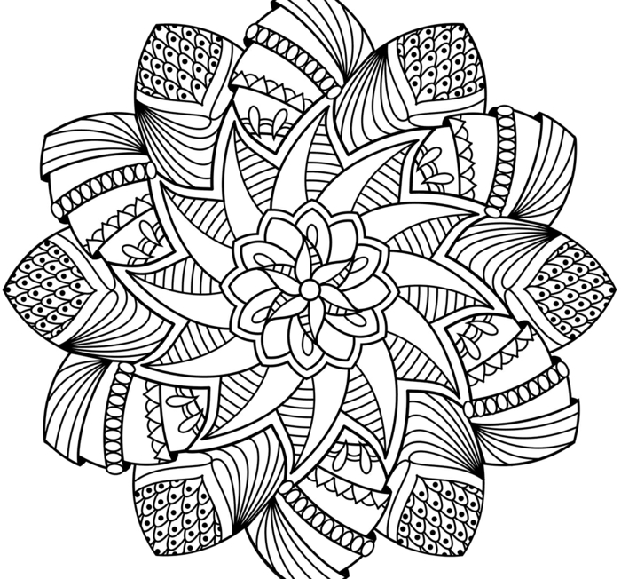 Mandalas für Kinder und Erwachsene, verschiedene Figuren und Formen, Blume in der Mitte