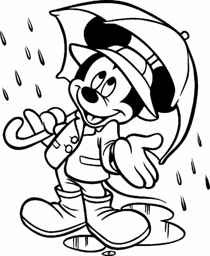 Mickey Mouse hält einen Regenschirm, schöne Bilder zum nachmalen, Walt Disney, 