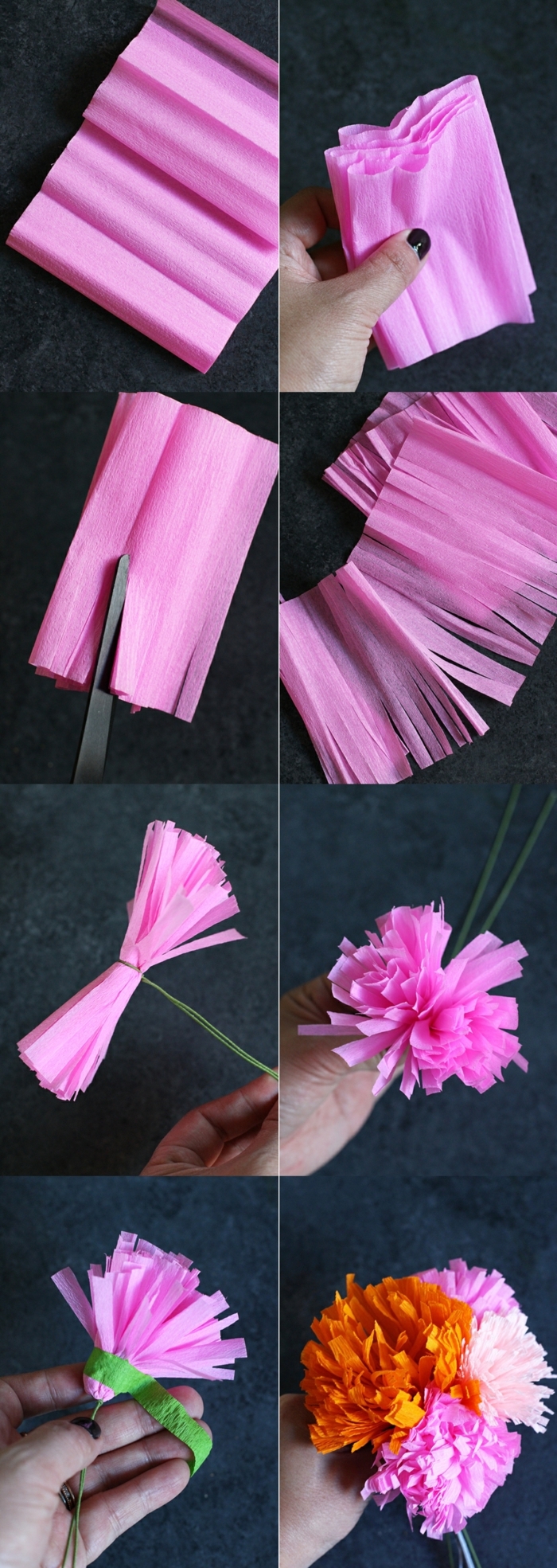 rosa Blume aus papier für Buchsbaumkranz basteln, DIY Anleitung, Wanddeko Ideen selber machen