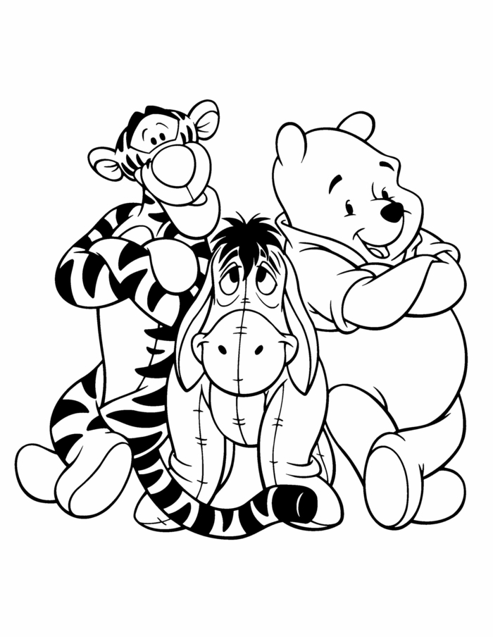 Pu der Bär mit seinen Freunden Tigger und I-Ah, Bär Esel und Tieger, window color vorlagen