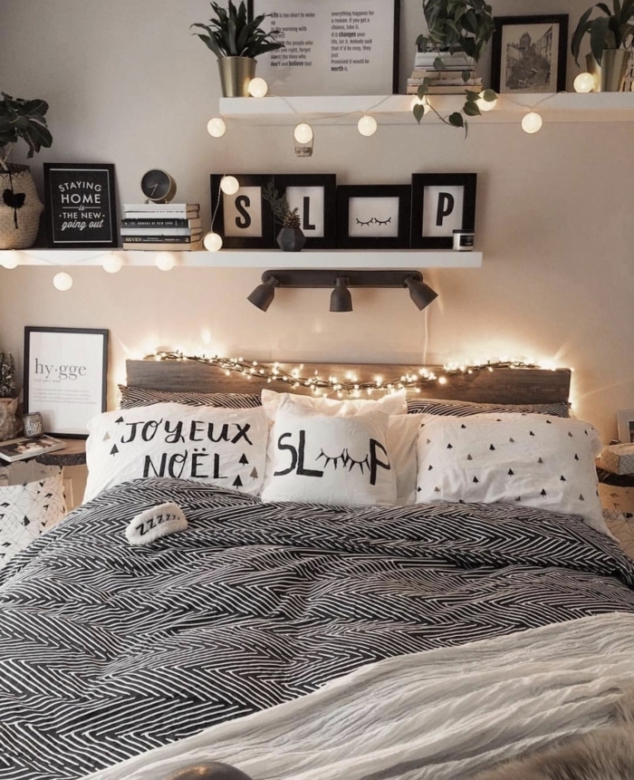 wanddeko schlafzimmer, teenager zimmer ideen jungs, zimmergestaltung in weiß und grau