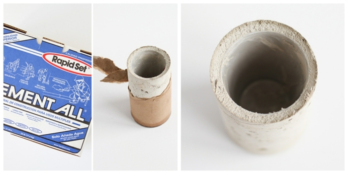 Collage mit Bastelbedarf zum machen von Vase, Betonarbeiten selber machen, DIY Anleitung