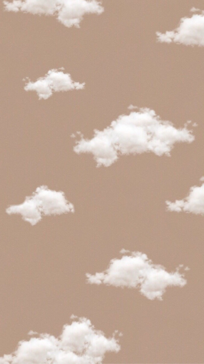 ästhetische Tapete und Bilder für Handyhintergrund, weiße Wolken am beigen Hintergrund, cute iphone wallpapers
