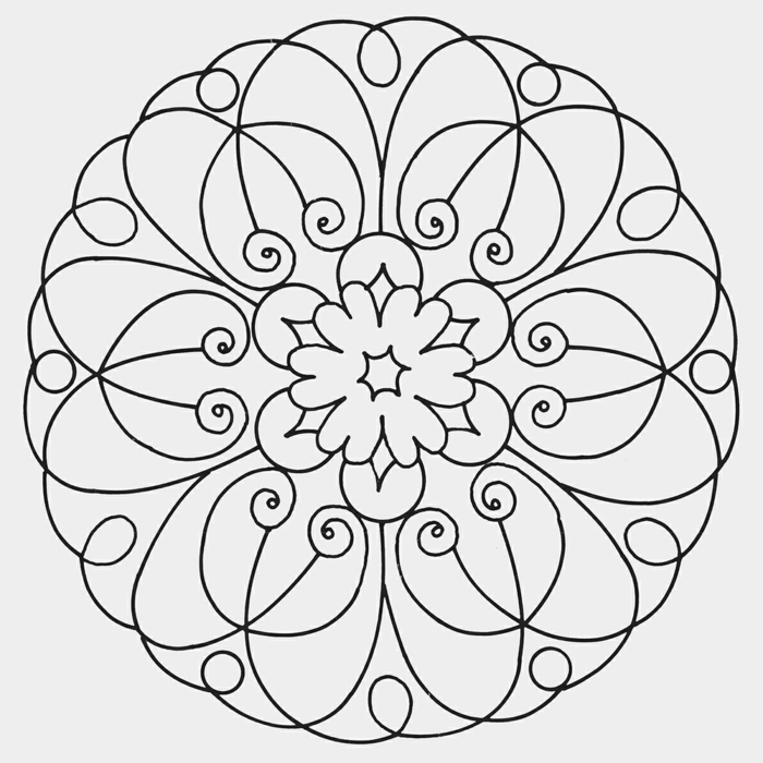 Kreative Mandalas zum ausdrucken mit Blumenmuster und anderen geometrischen Formen