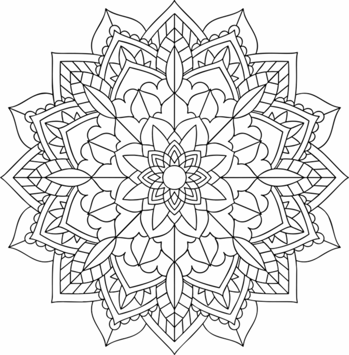 Ausmalbilder zum Ausdrucken kostenlos, Blumen mit Mandala Muster zum ausmalen für Kinder