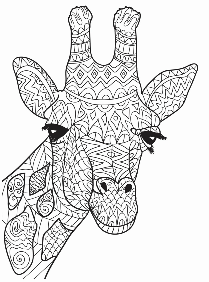 Ausmalbilder Mandala Tiere, Zeichnung von Giraffe mit geometrischen Figuren und Mustern