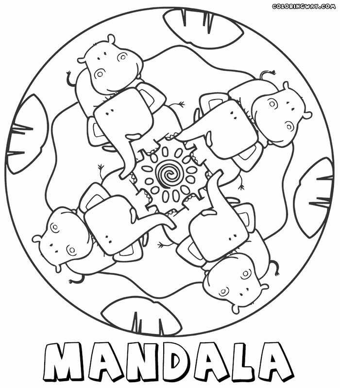 Kreative Mandalas zum ausdrucken mit Tieren, Elefanten und Nilpferde, Bilder zum ausmalen