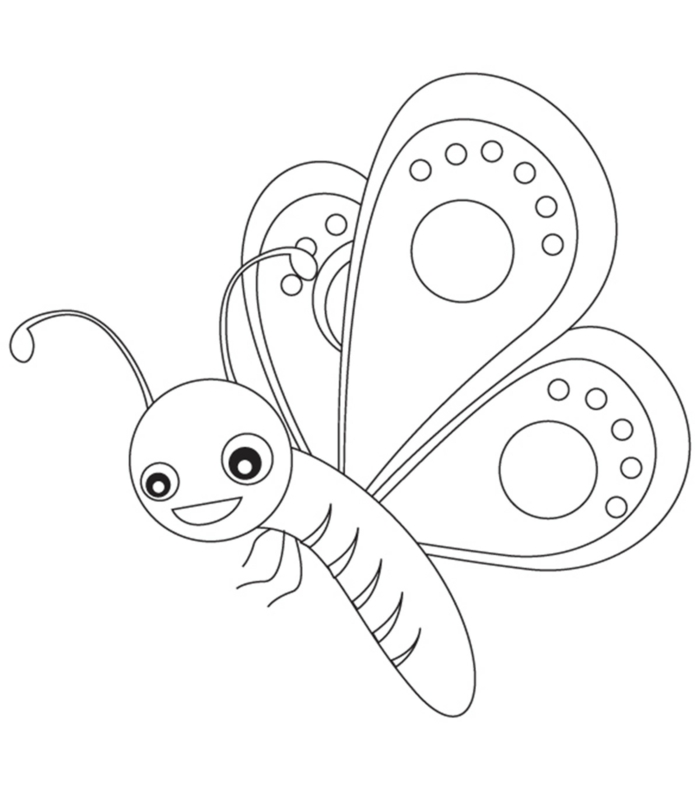 Zeichnung eines Schmetterling mit Mandala Figuren auf den Flügeln, Ausmalbilder zum Ausdrucken
