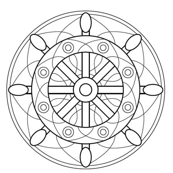 geometrische Formen in einem Kreis, Ausmalbilder Kostenlos mit Mandala Muster