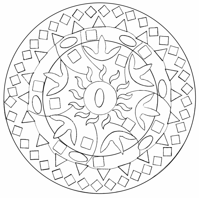 Kreise und Rechtecke, Vierecke und ovale Figuren, geometrische Formen, Mandala zum ausmalen