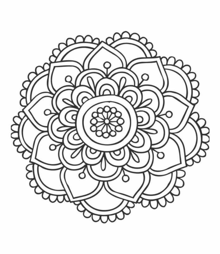 Verschiedene Formen von Blumen, Ausmalbilder zum Ausdrucken kostenlos mit Mandala Muster